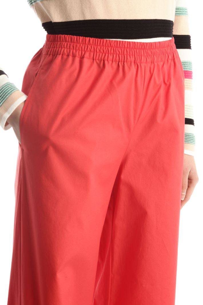 Pantaloni ampi in popeline - ROSSO - Fashion Market - 3