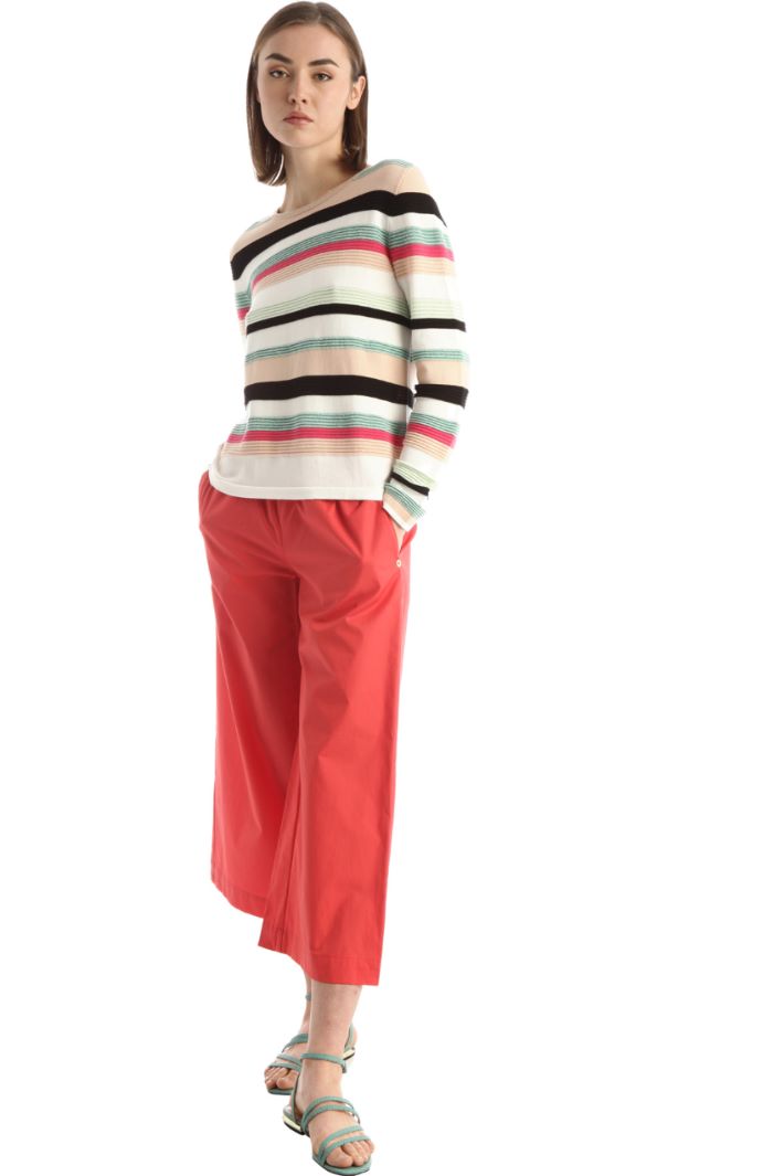 Pantaloni ampi in popeline - ROSSO - Fashion Market