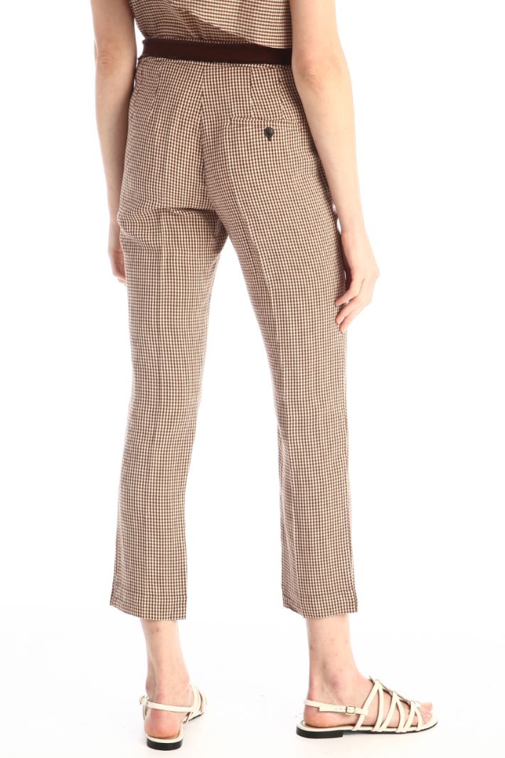 Pantaloni capri in misto lino - MARRONE BIANCO - Fashion Market - 4
