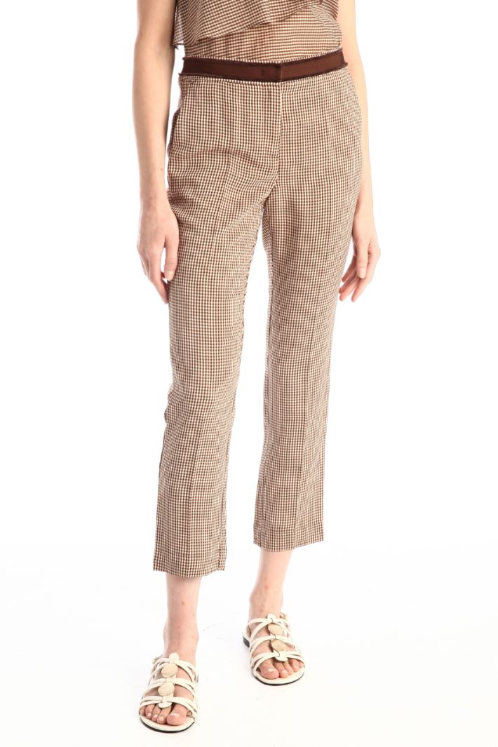 Pantaloni capri in misto lino - MARRONE BIANCO - Fashion Market - 2