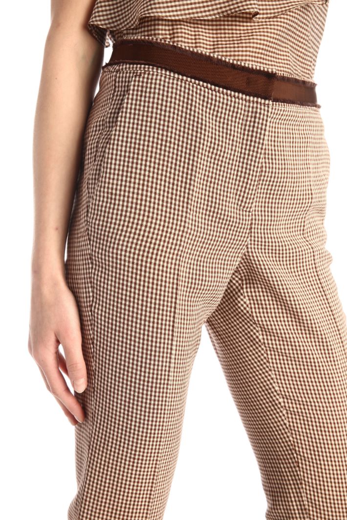 Pantaloni capri in misto lino - MARRONE BIANCO - Fashion Market - 3