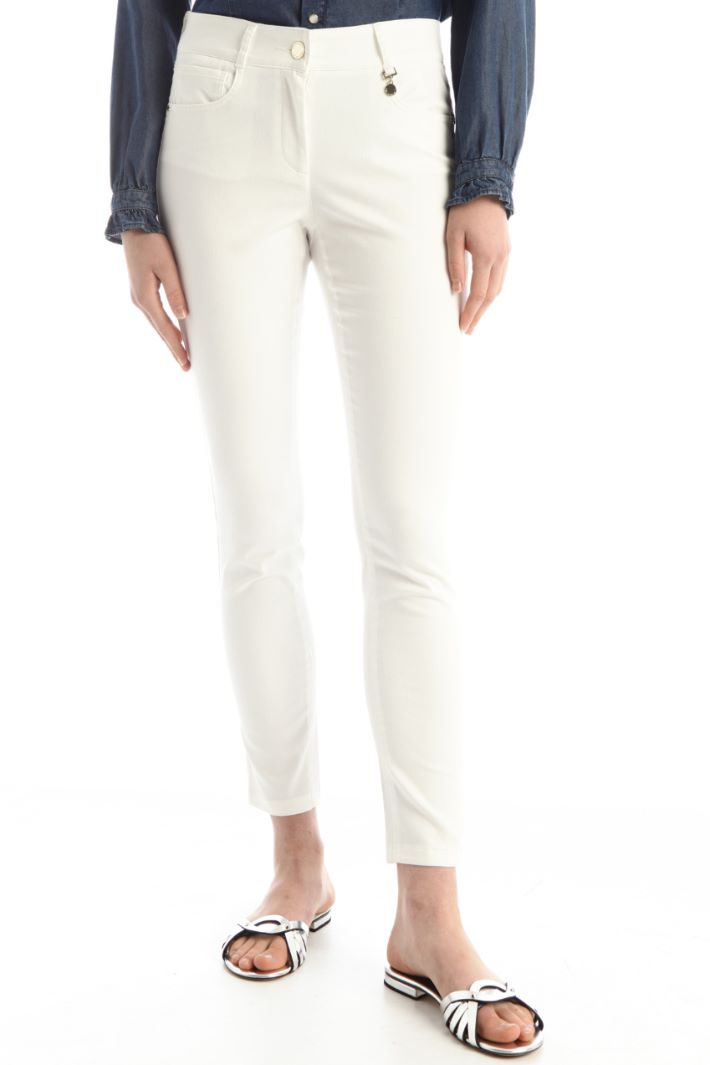 Pantaloni slim in gabardine - BIANCO - Fashion Market - 5