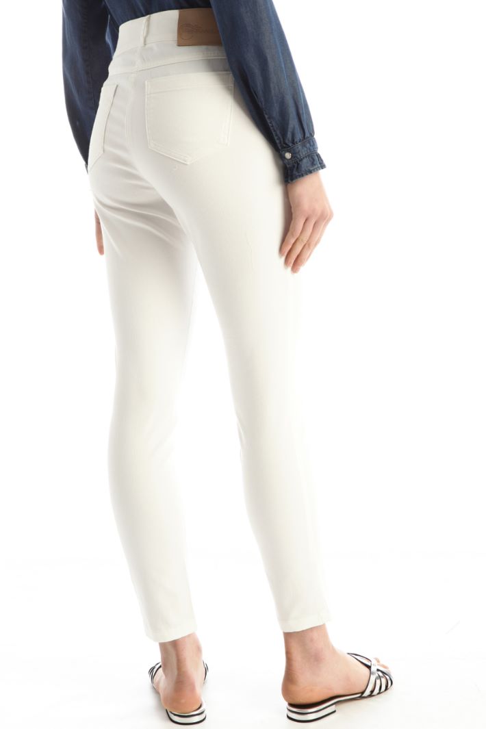Pantaloni slim in gabardine - BIANCO - Fashion Market - 4