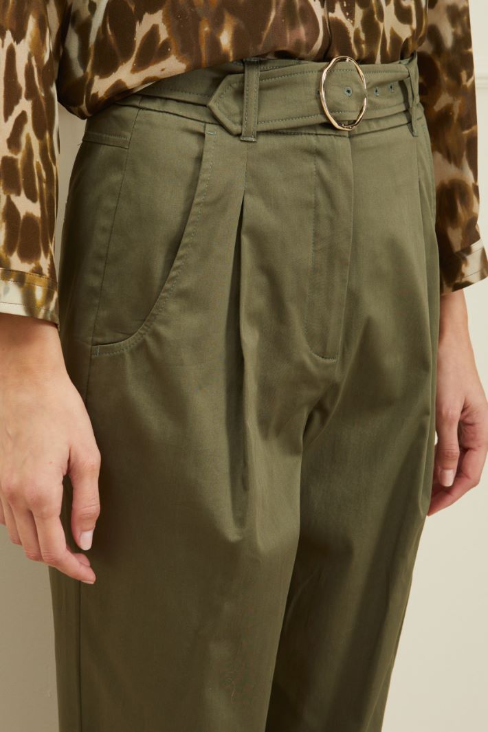 Pantaloni in levantina - VERDE KAKI - Fashion Market - 3