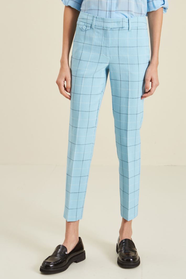 Pantaloni in stuoia di viscosa - AZZURRO BLU - Fashion Market - 2