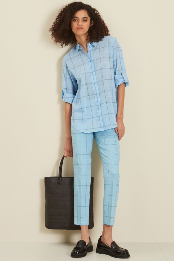Pantaloni in stuoia di viscosa - AZZURRO BLU - Fashion Market