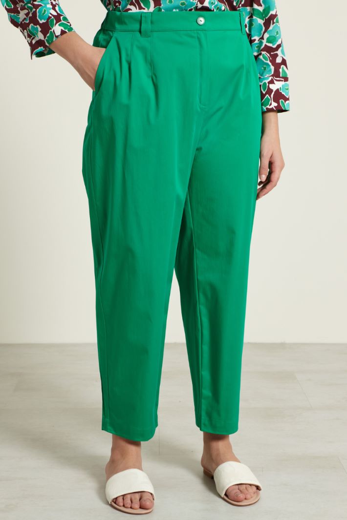 Pantaloni con elastico in vita - VERDE TRIFOGLIO - Fashion Market - 2