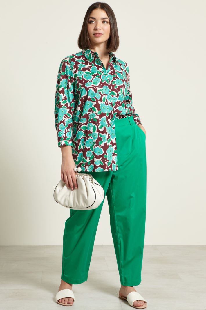Pantaloni con elastico in vita - VERDE TRIFOGLIO - Fashion Market