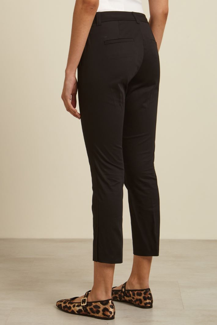 Pantaloni in raso di cotone - NERO - Fashion Market - 4