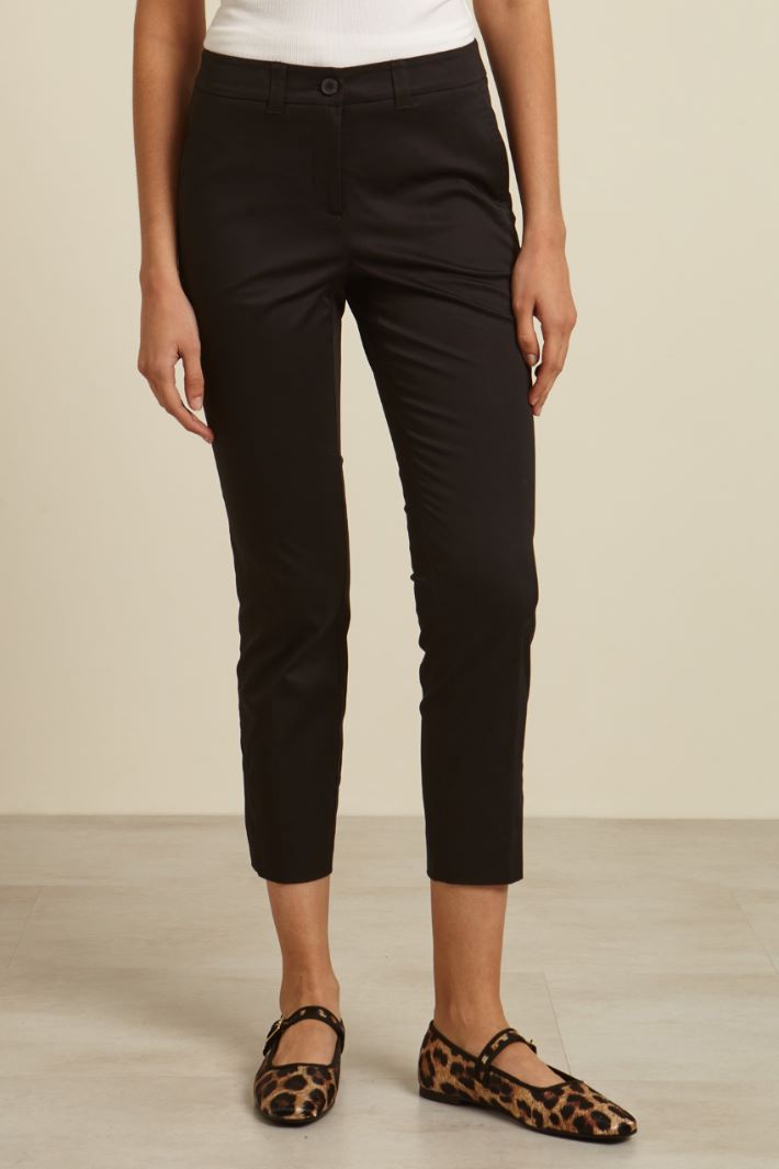 Pantaloni in raso di cotone - NERO - Fashion Market - 2
