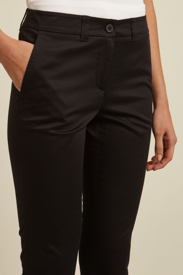 Pantaloni in raso di cotone - NERO - Fashion Market - 3