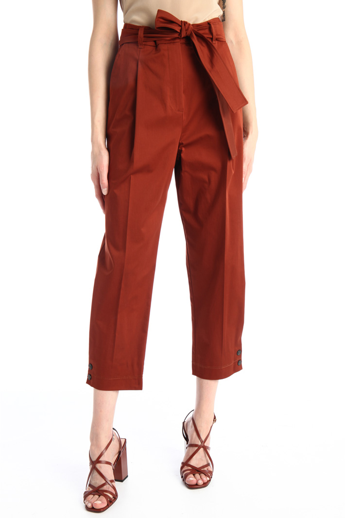 Pantaloni carrot in raso - MATTONE - Fashion Market - 5