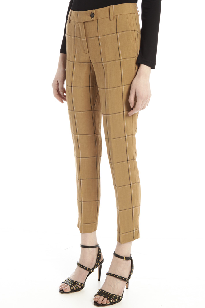 Pantaloni in misto lino - TABACCO NERO BIANCO - Fashion Market - 5