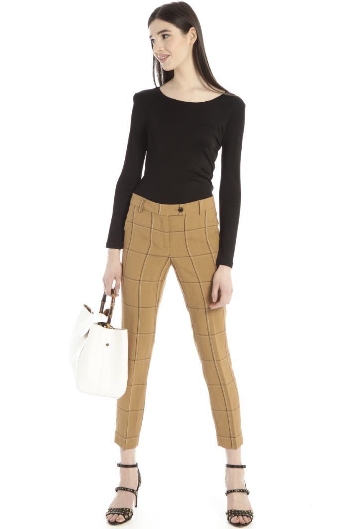 Pantaloni in misto lino - TABACCO NERO BIANCO - Fashion Market - 3