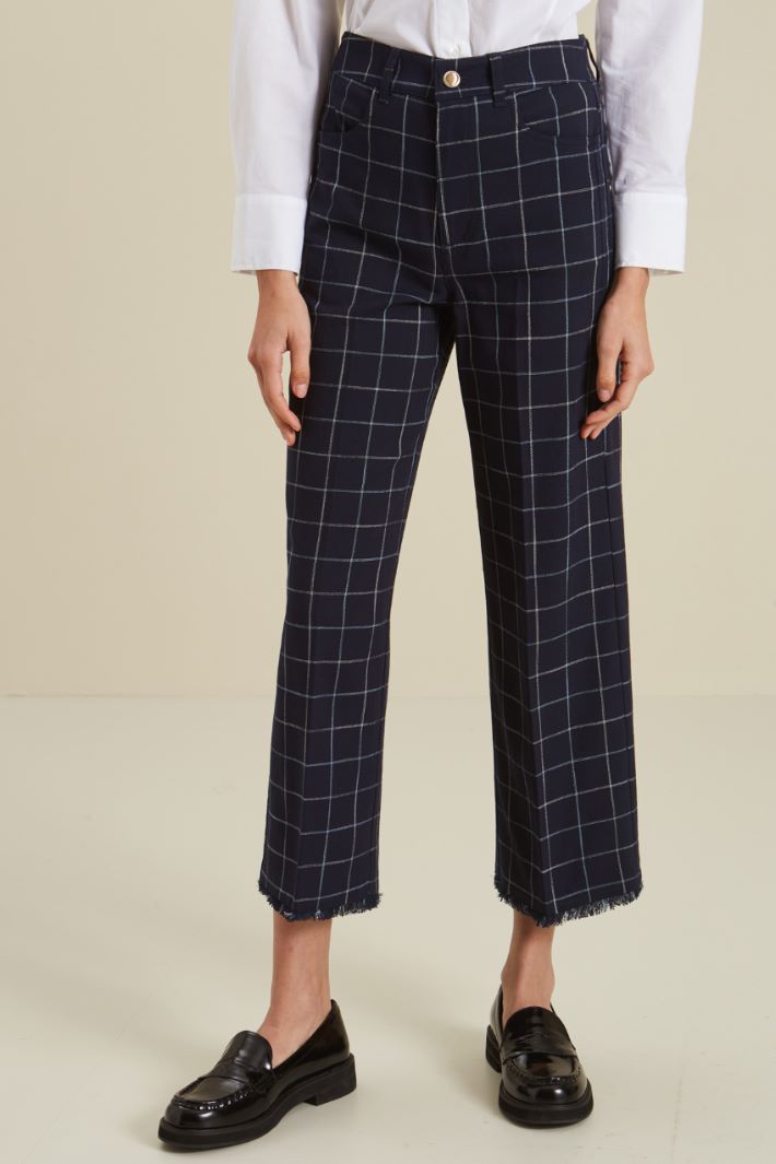 Pantaloni in stuoia - BLU SCURO BIANCO - Fashion Market - 4