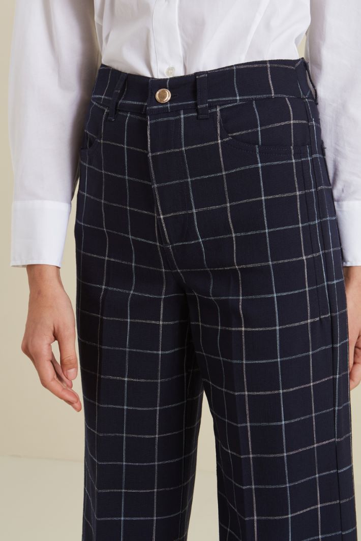 Pantaloni in stuoia - BLU SCURO BIANCO - Fashion Market - 2