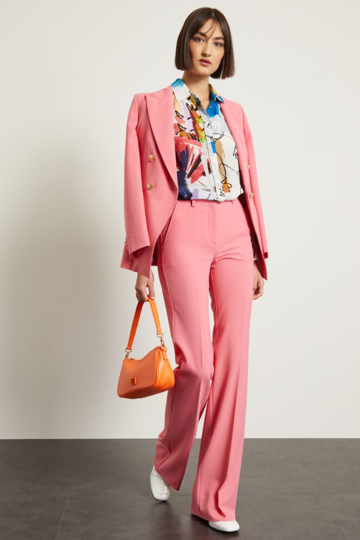 Pantaloni in tela stretch - ROSA ACCESO - Fashion Market