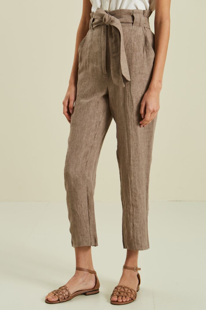 Pantaloni in puro lino Fashion Market - 2