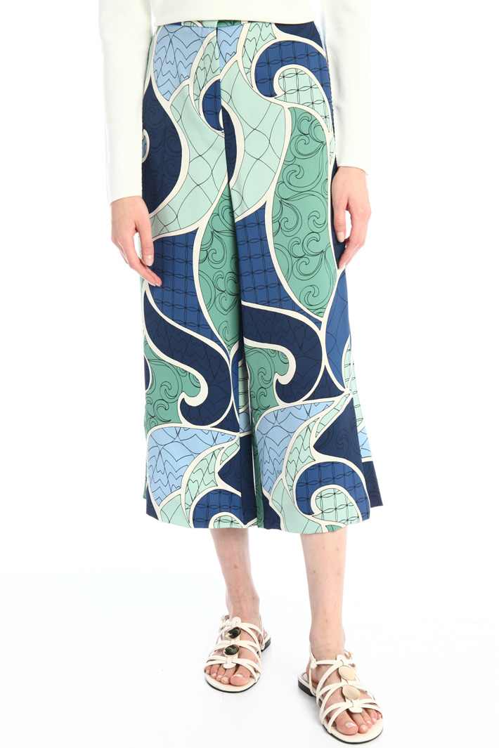 Pantaloni cropped in raso - BLU - Fashion Market - 5