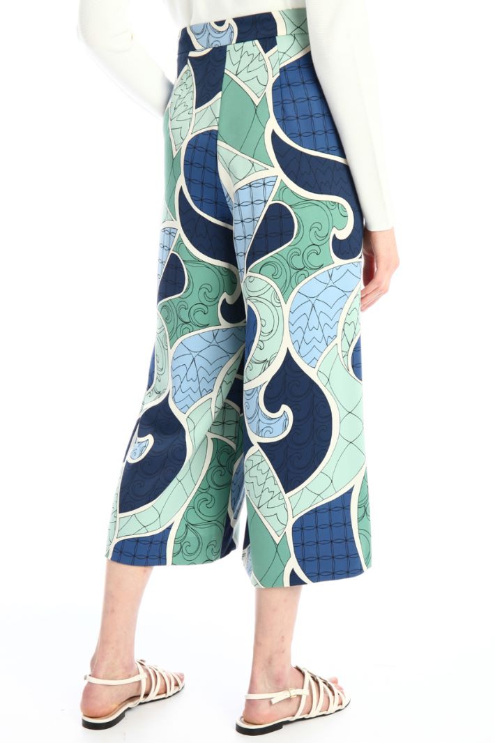 Pantaloni cropped in raso - BLU - Fashion Market - 4