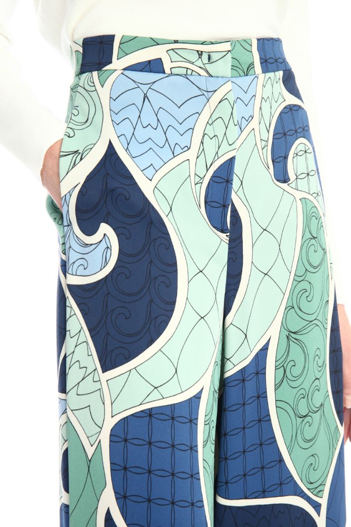 Pantaloni cropped in raso - BLU - Fashion Market - 3