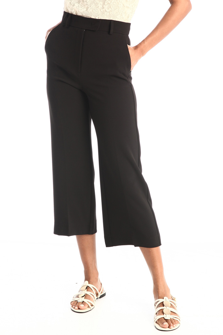 Pantaloni cropped in cady - NERO - Fashion Market - 5