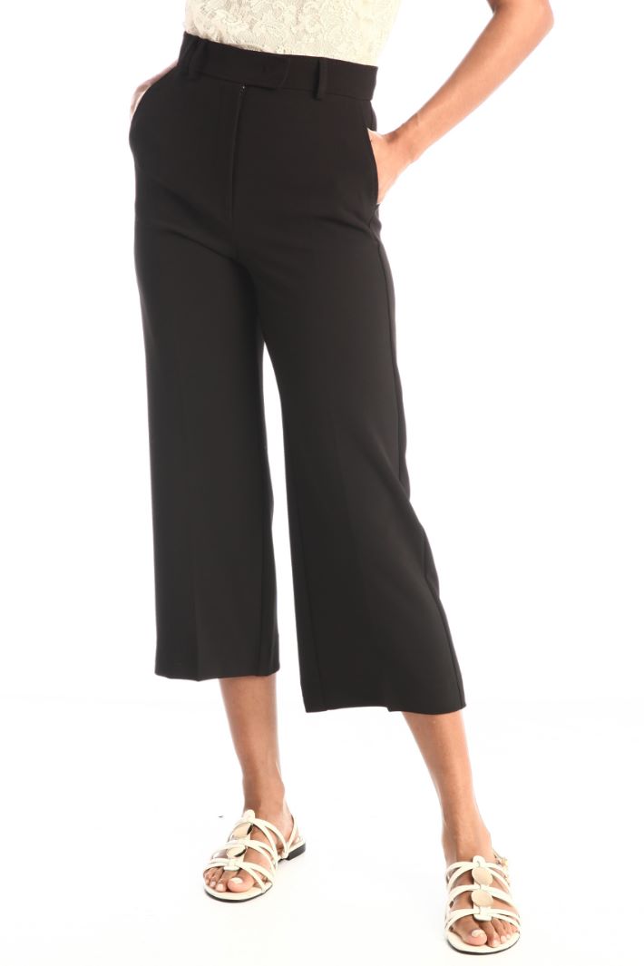 Pantaloni cropped in cady - NERO - Fashion Market - 2