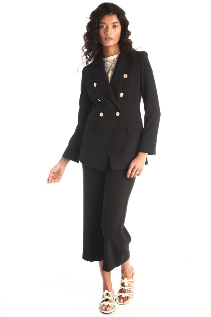 Pantaloni cropped in cady - NERO - Fashion Market