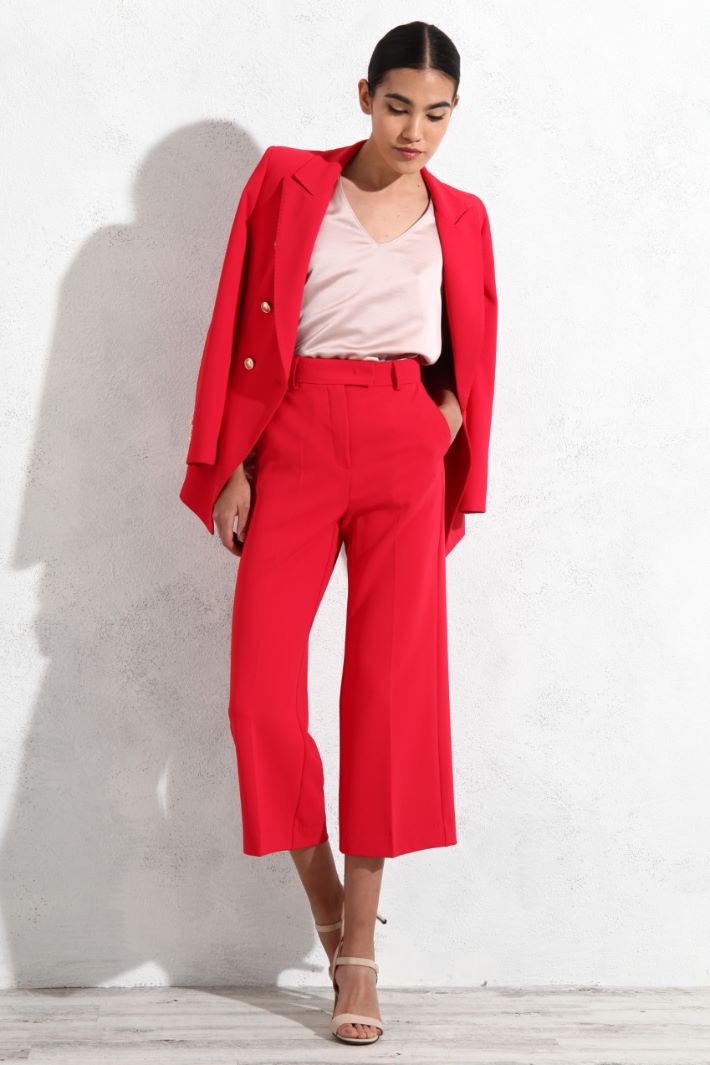 Pantaloni cropped in cady - ROSSO - Fashion Market