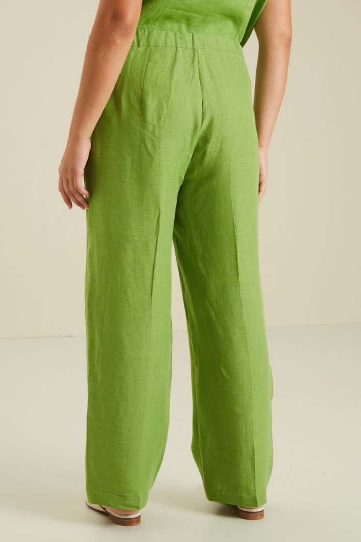 Pantaloni in lino - VERDE CHIARO - Fashion Market - 4
