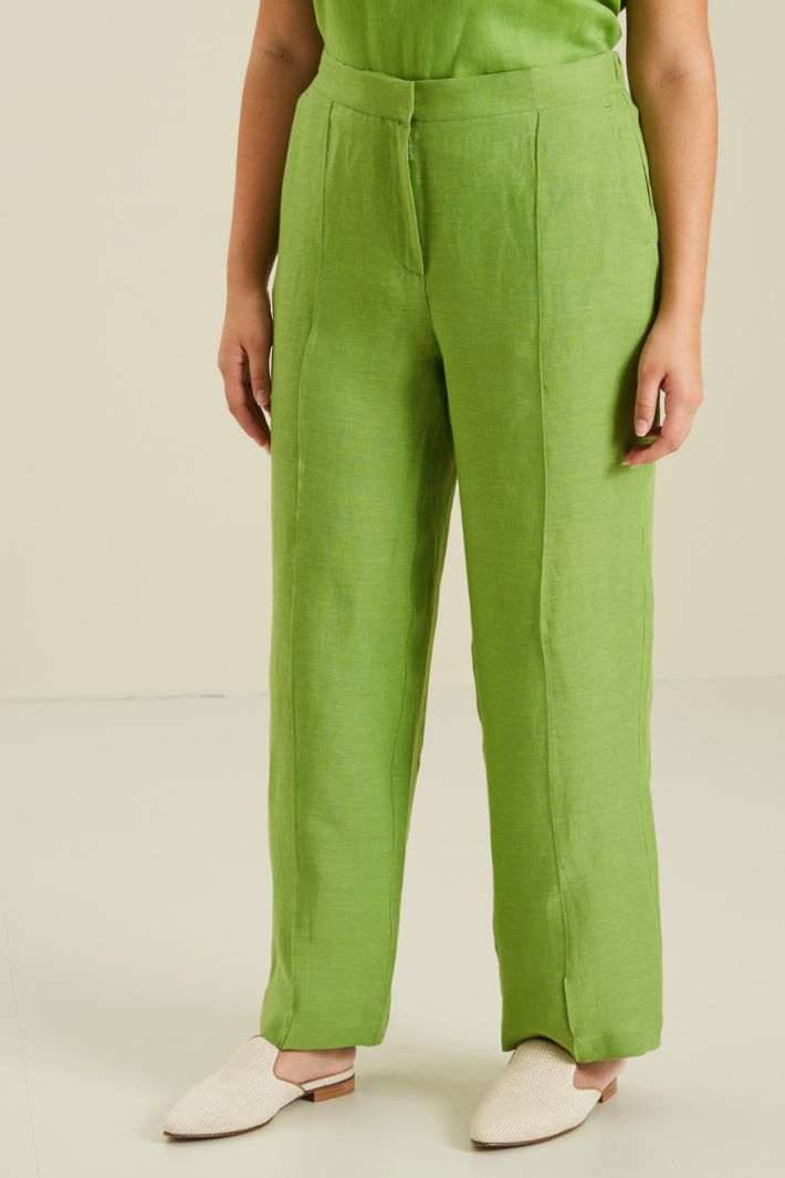 Pantaloni in lino - VERDE CHIARO - Fashion Market - 2