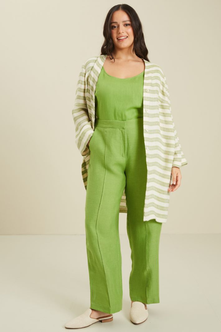 Pantaloni in lino - VERDE CHIARO - Fashion Market