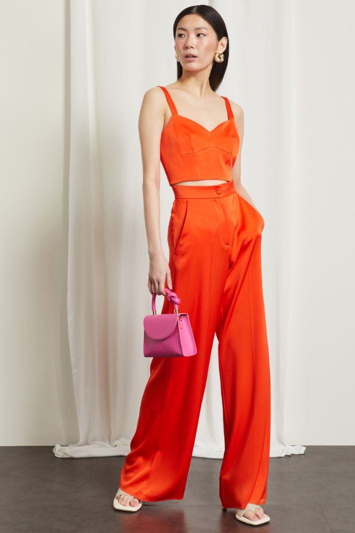 Crop top in satin - ARANCIO - Fashion Market