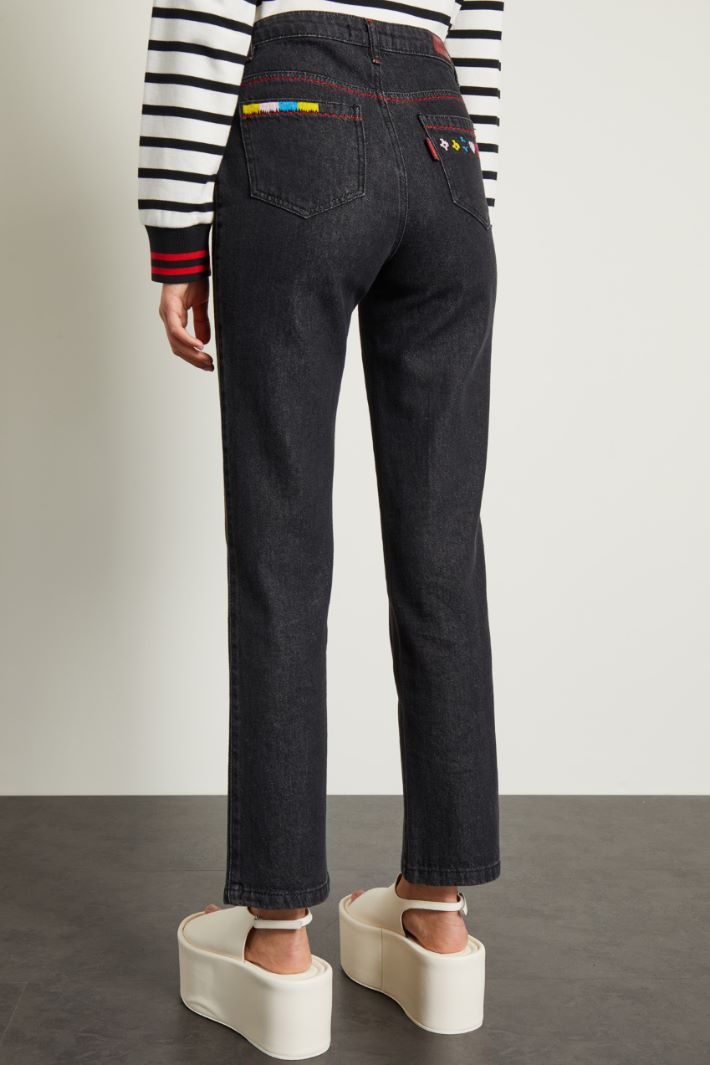 Jeans con ricami a contrasto - ANTRACITE - Fashion Market - 4