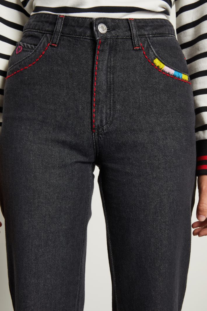 Jeans con ricami a contrasto - ANTRACITE - Fashion Market - 3