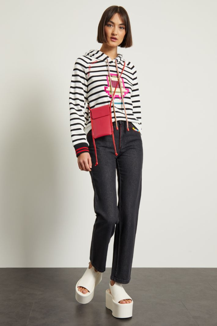 Jeans con ricami a contrasto - ANTRACITE - Fashion Market
