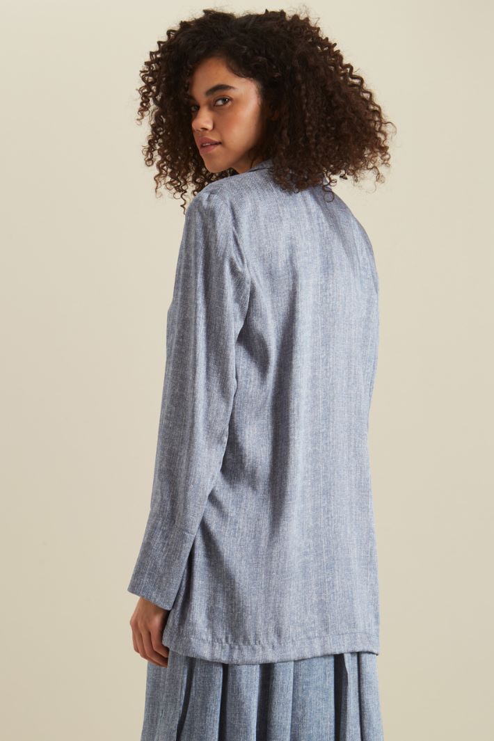 Blazer monopetto destrutturato - AZZURRO DENIM - Fashion Market - 4