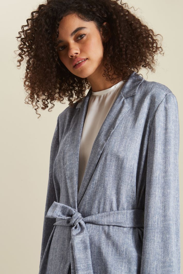 Blazer monopetto destrutturato - AZZURRO DENIM - Fashion Market - 2