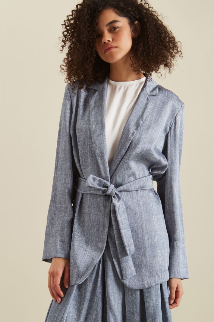 Blazer monopetto destrutturato - AZZURRO DENIM - Fashion Market - 3