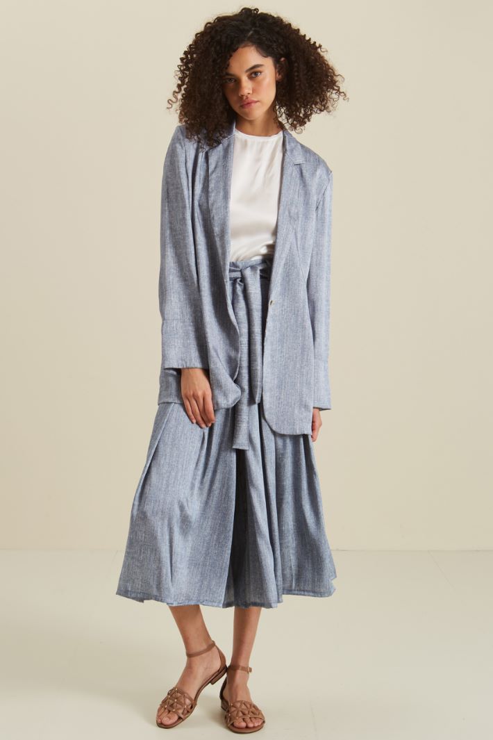 Blazer monopetto destrutturato - AZZURRO DENIM - Fashion Market