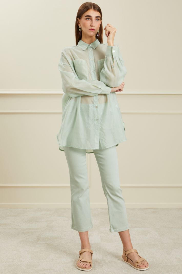 Camicia in mussola - VERDE PASTELLO - Fashion Market