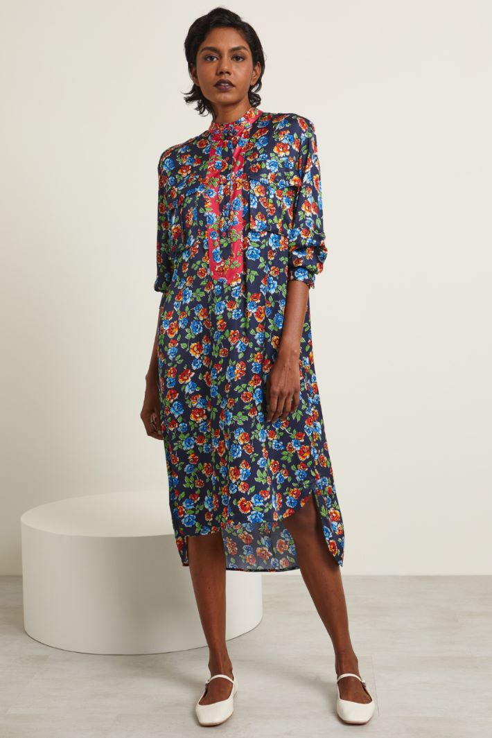 Chemisier con plastron  - BLU NOTTE ROSSO - Fashion Market - 2