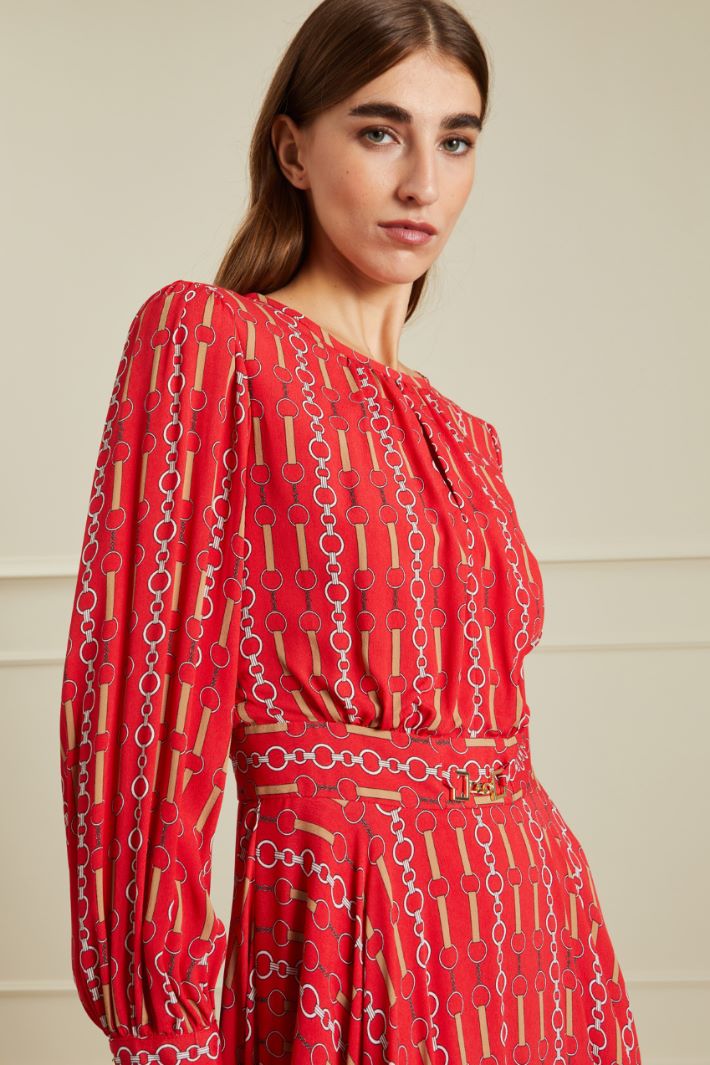 Abito in crèpe de chine - ROSSO PANNA BEIGE - Fashion Market - 3