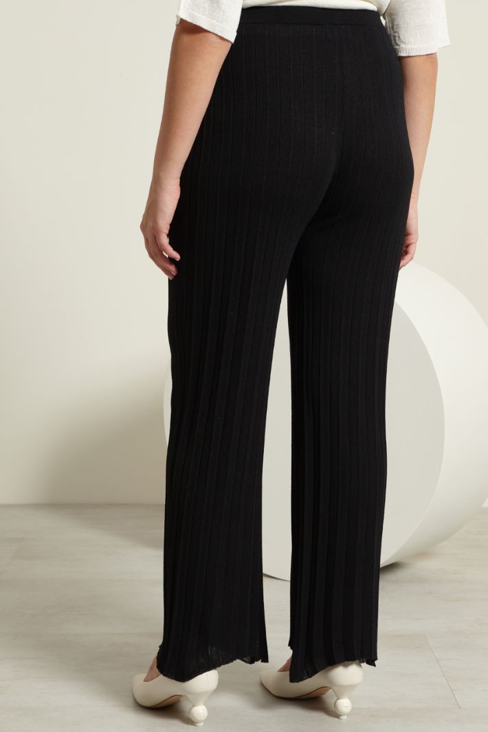 Pantaloni in maglia plissè - NERO - Fashion Market - 4