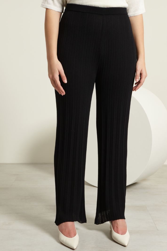 Pantaloni in maglia plissè - NERO - Fashion Market - 2