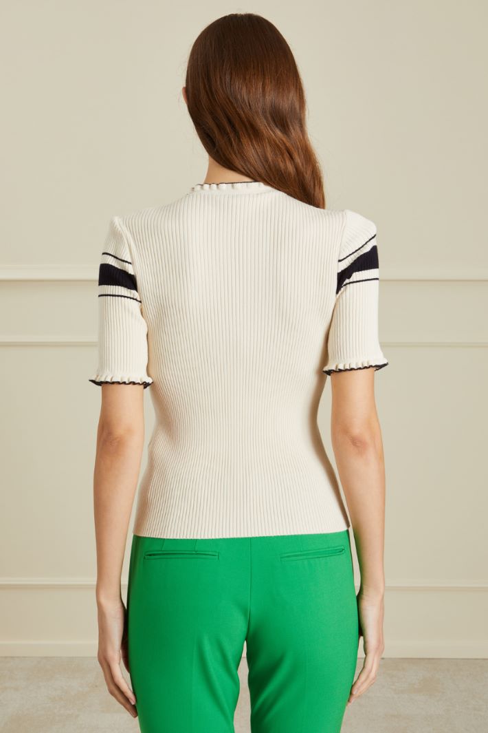 Maglia a coste - PANNA BLU - Fashion Market - 4