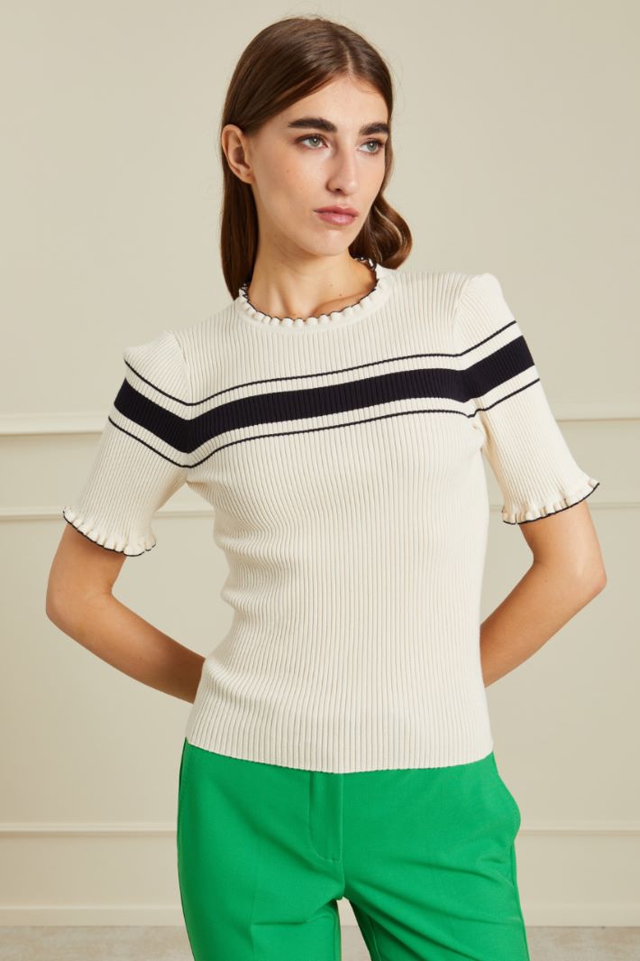Maglia a coste - PANNA BLU - Fashion Market - 2