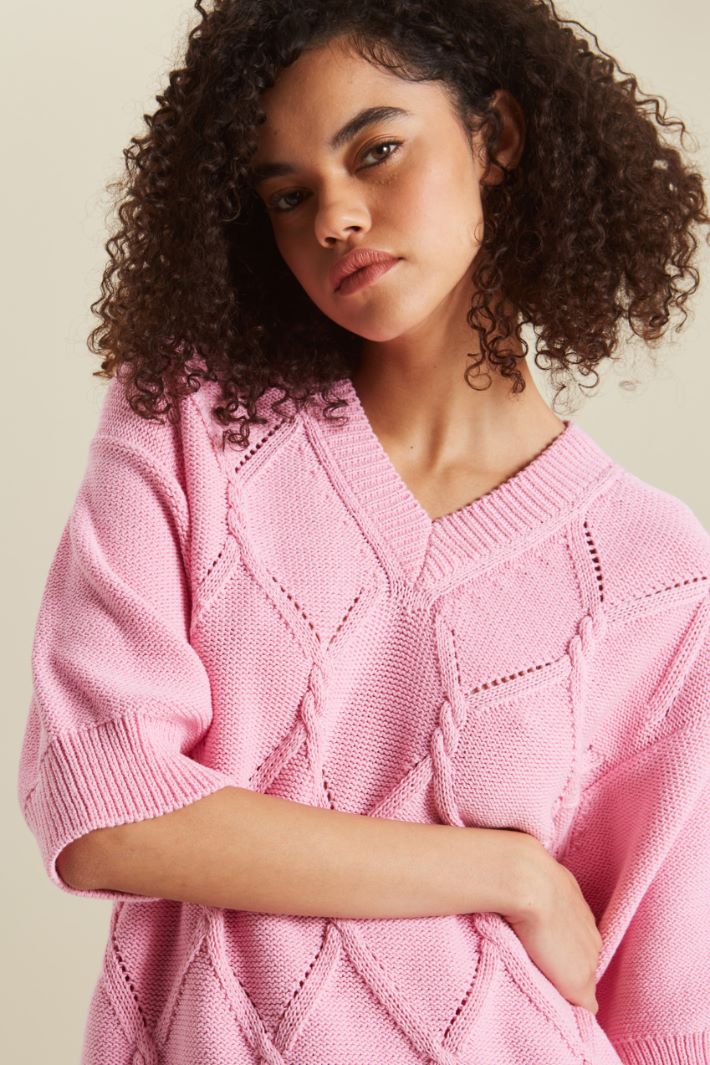 Maglia in cotone con rilievi Fashion Market - 3