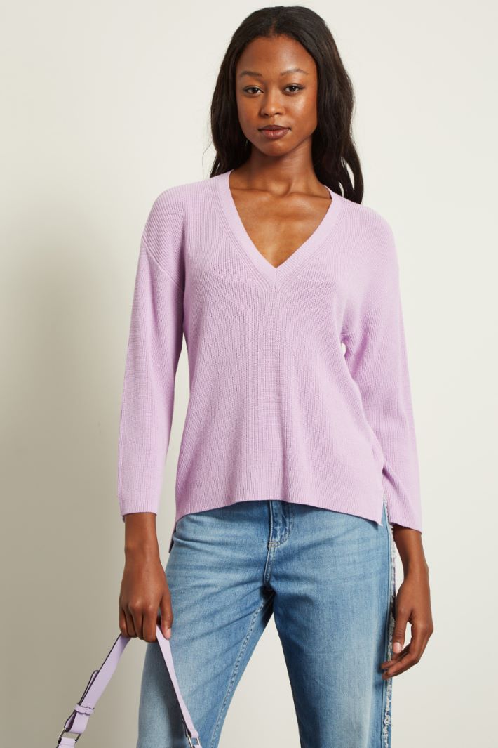 Maglia boxy con spacchi  - GLICINE - Fashion Market - 2