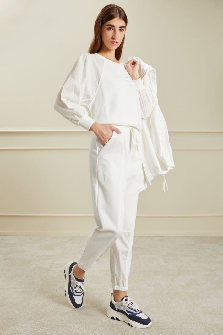 Jogger in jersey e popeline - BIANCO - Fashion Market